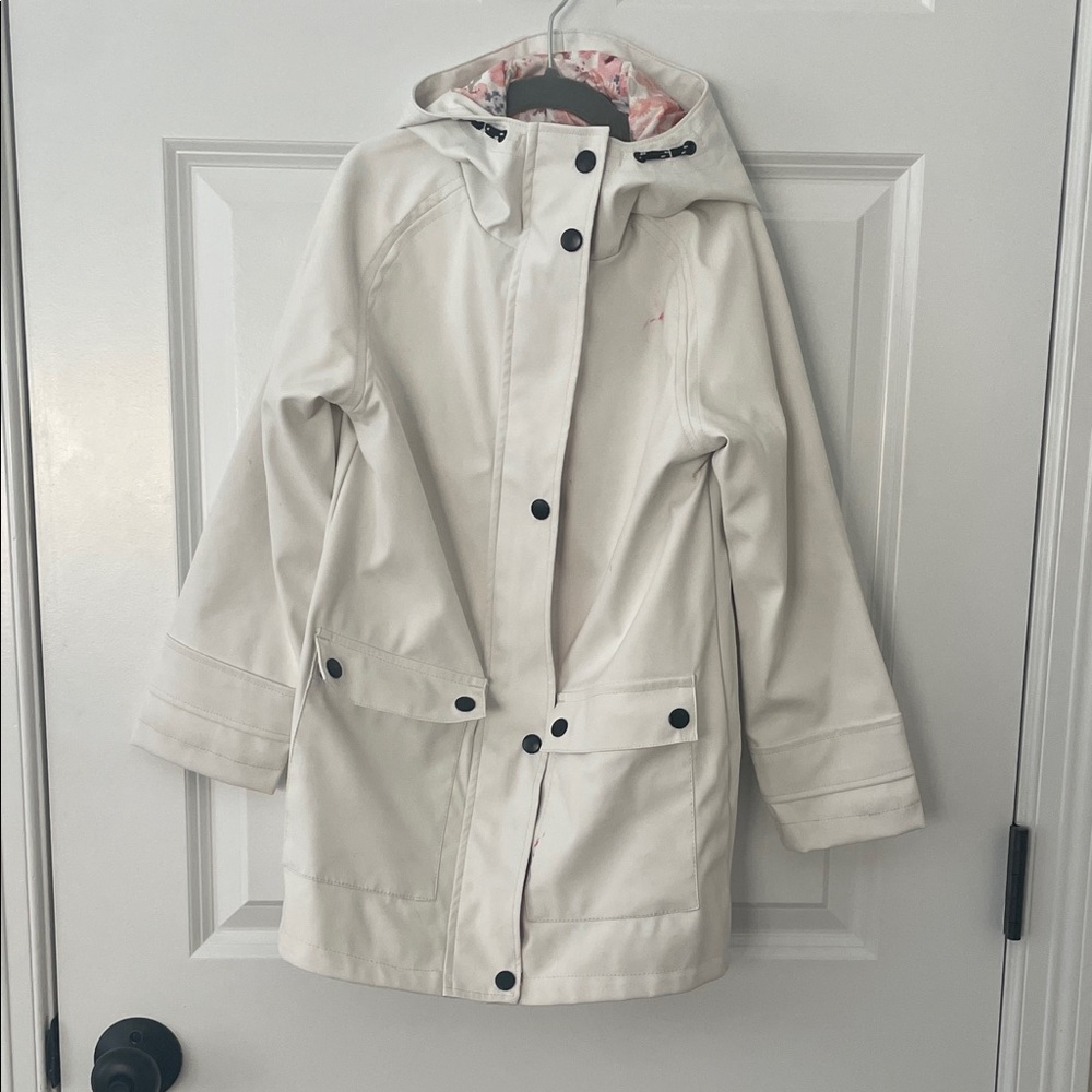 Stylish Kids Raincoat white w/floral lining